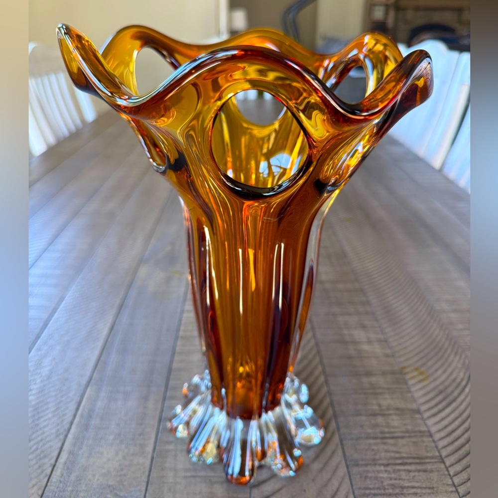 Vintage Amber Glass Vase